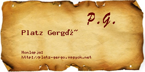 Platz Gergő névjegykártya